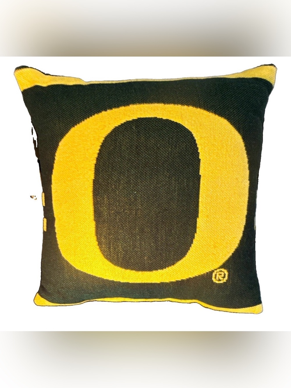 Gorgeous Vintage Style Black and Yellow 'O' Oregon Ducks Accent Throw Pillow